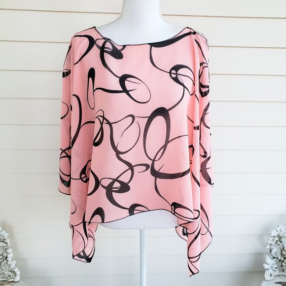 Vintage Y2K Luly K unusual Rectangle shaped Pink/ Black open sleeved shirt - Picture 1 of 6